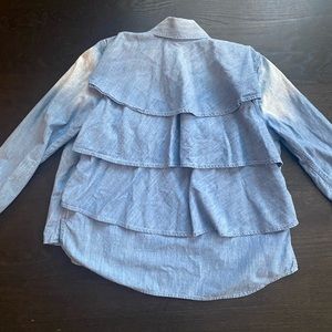 AMO jean jacket size XS. With ruffles in the back